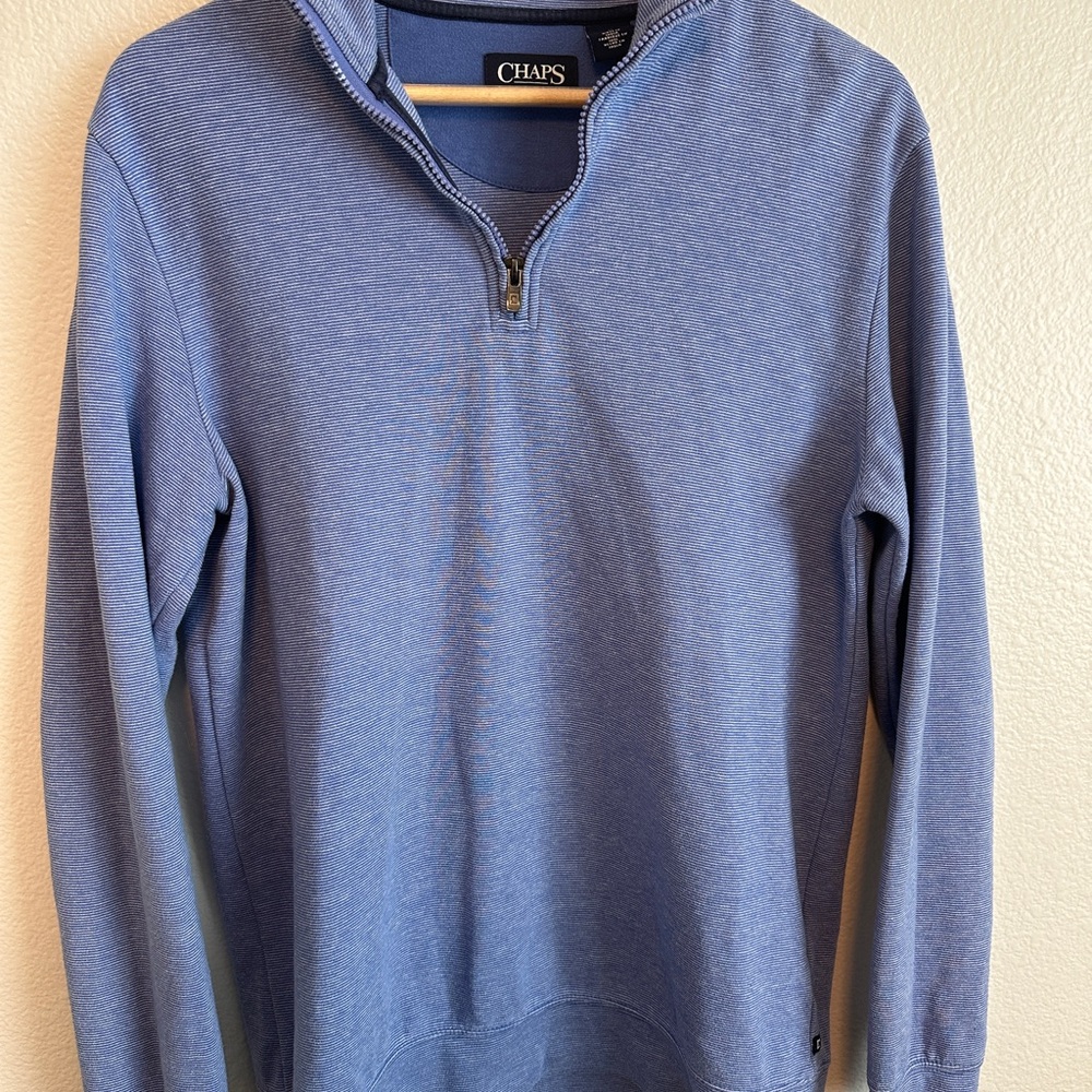 Chaps Men's Quarter Zip-Up Blue Sweater